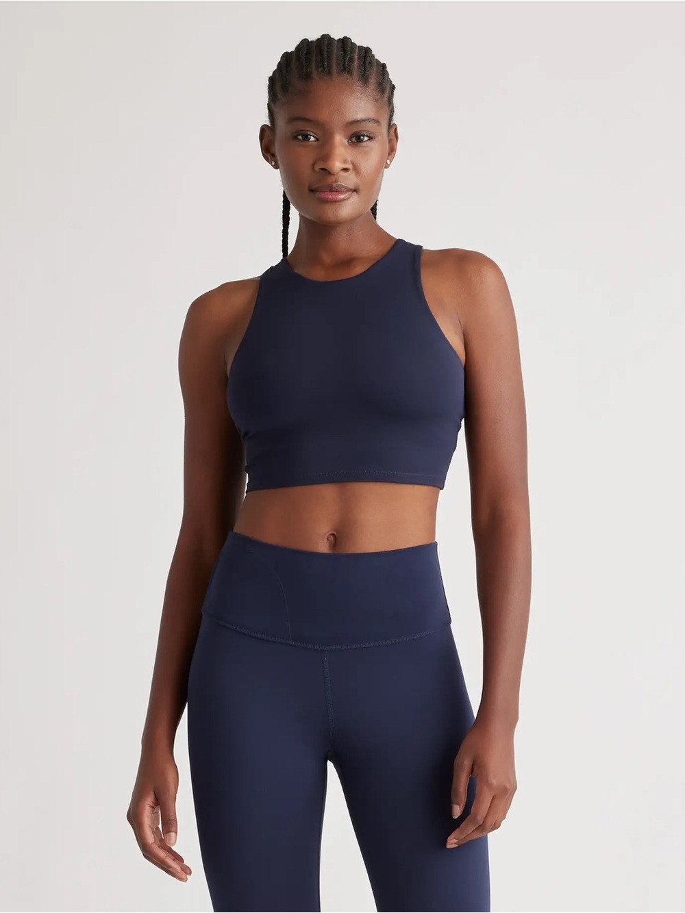 NWOT QUINCE Ultra-Form High-Neck Cropped Tank XL Deep Navy 1061